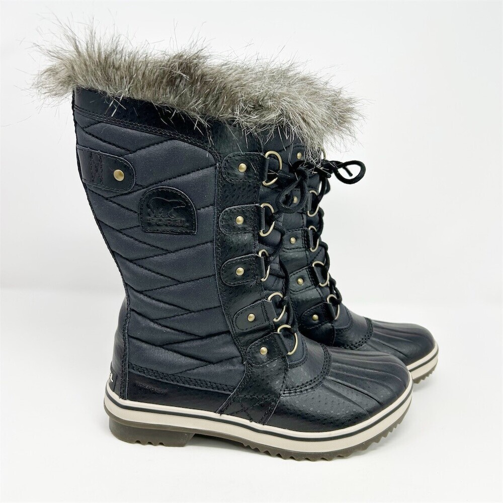 Sorel Tofino II Womens Snow Boots Black Waterproof Insulated Faux Fur Size 7